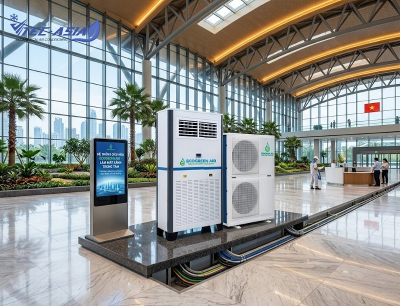 Điều hòa tủ đứng cửa gió thổi ngang ECO-5HP phù hợp với không gian nào?