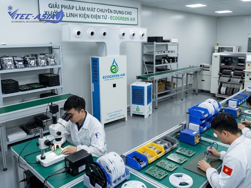 Khả năng hút ẩm và làm mát phù hợp môi trường xưởng điện tử