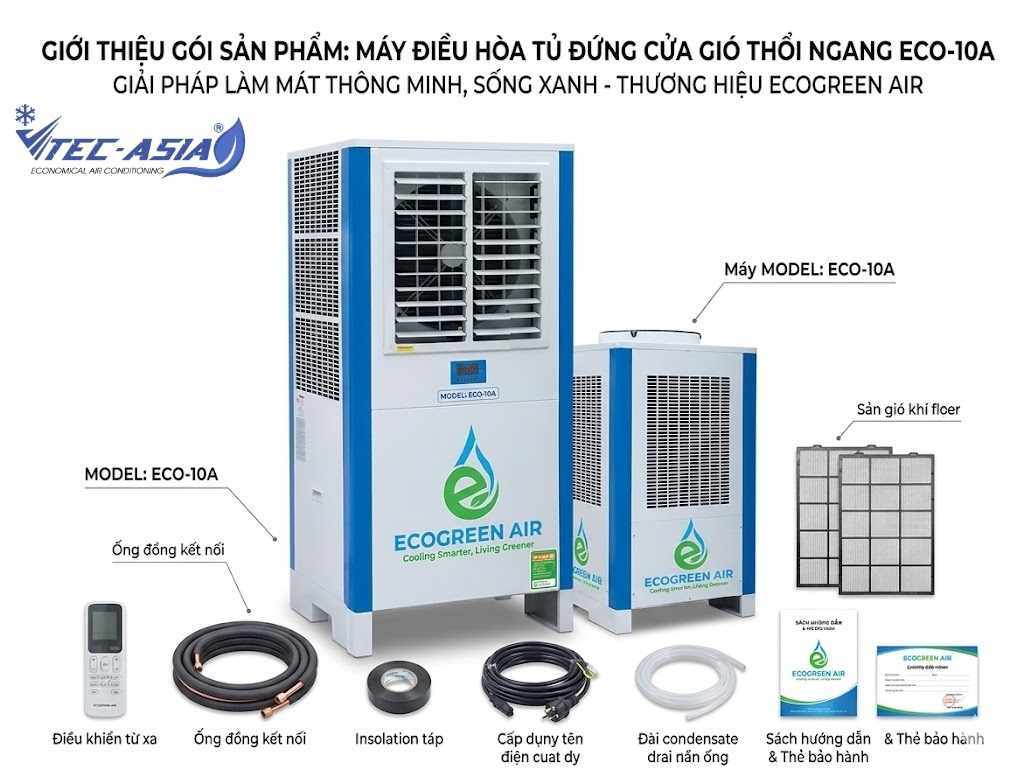 Máy điều hòa tủ đứng cửa gió thổi ngang ECO-10A gồm những gì?