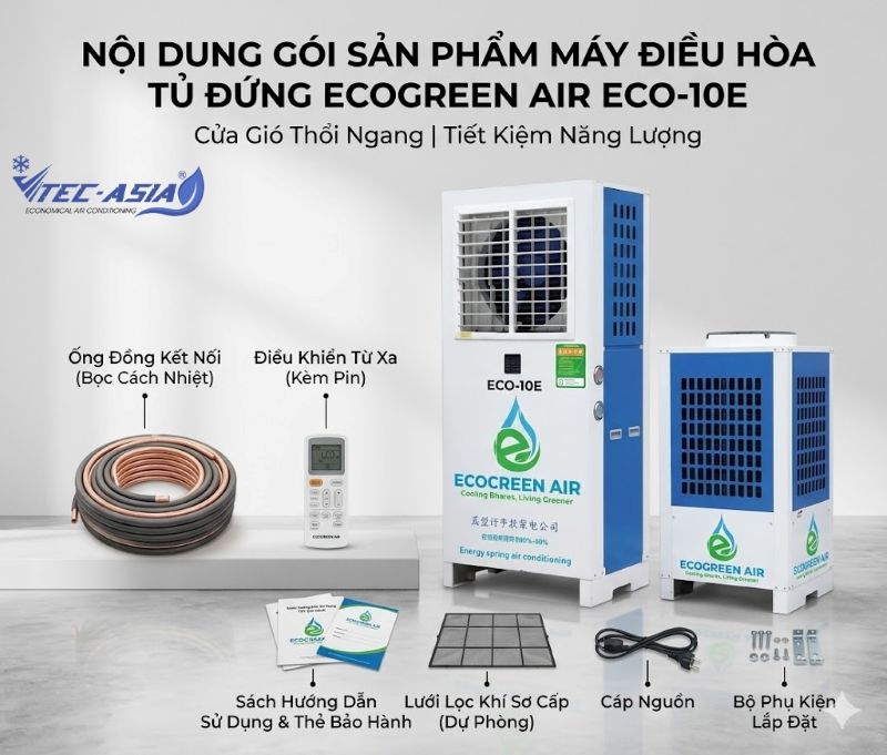 Máy điều hòa tủ đứng cửa gió thổi ngang ECO-10E gồm những gì?