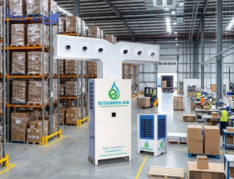 Máy lạnh công nghiệp cửa gió thổi lên ECO-10D (6 miệng gió) phù hợp Kho hàng và trung tâm logistics