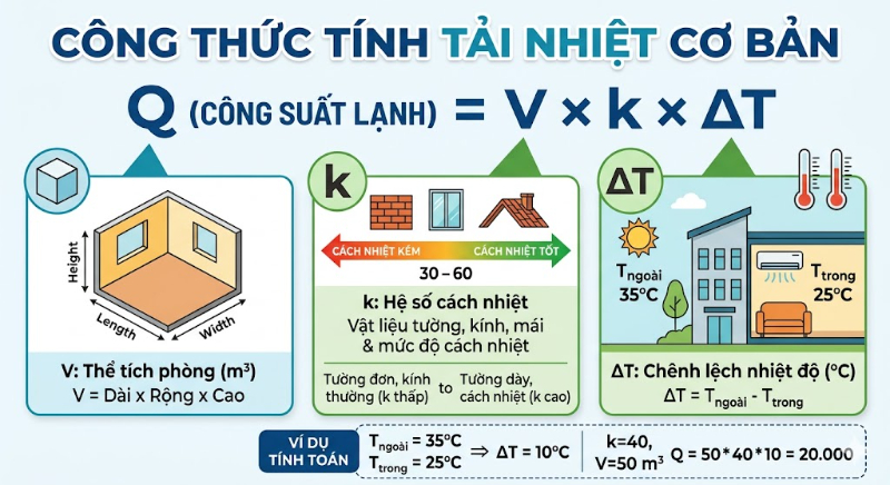 Cách tính công suất điều hòa trung tâm theo tải nhiệt kỹ thuật