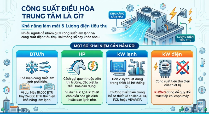 Công suất điều hòa trung tâm là gì?