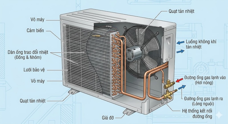 Cấu tạo của condenser trong điều hòa không khí