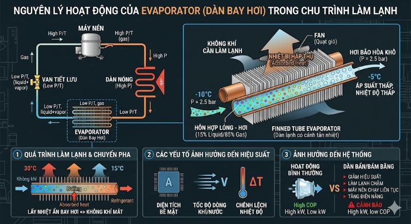 Nguyên lý hoạt động của evaporator trong chu trình làm lạnh