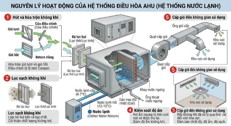 Nguyên lý hoạt động của hệ thống điều hòa AHU