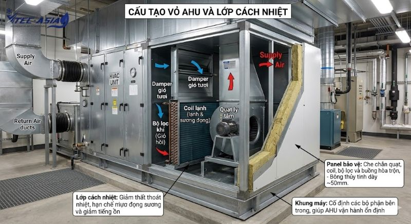 Vỏ AHU và lớp cách nhiệt AHU