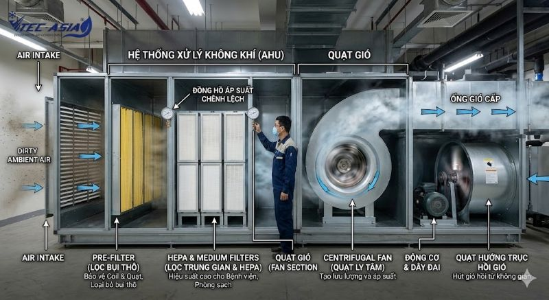 Quạt gió và bộ lọc không khí AHU
