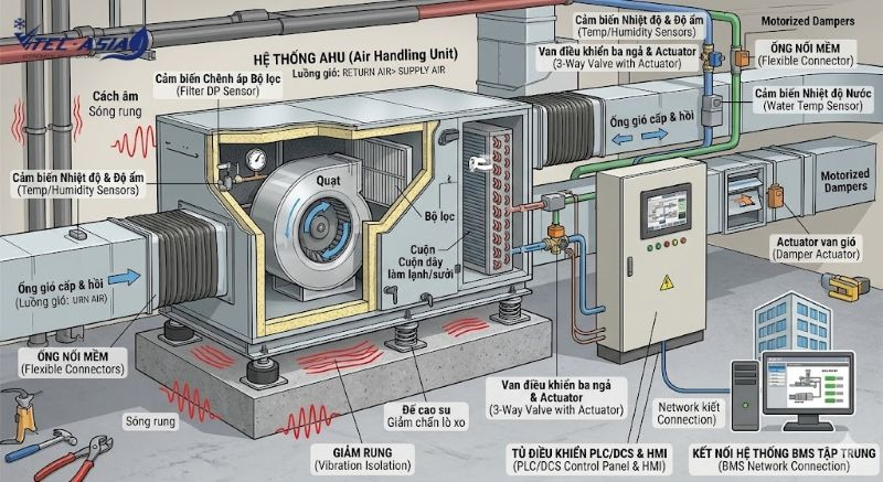 Hệ thống giảm âm, giảm rung và điều khiển AHU