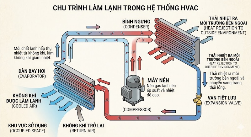 Chu trình làm lạnh trong hệ thống HVAC
