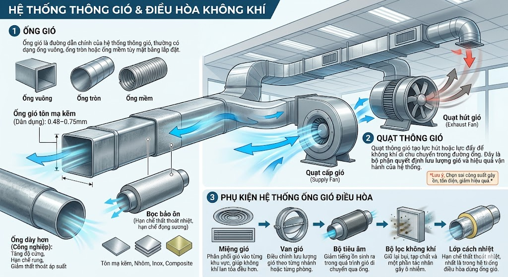 Cấu tạo hệ thống ống gió