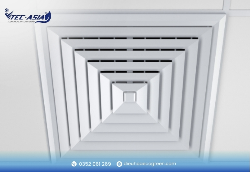 Kích thước miệng gió điều hòa âm trần khuếch tán