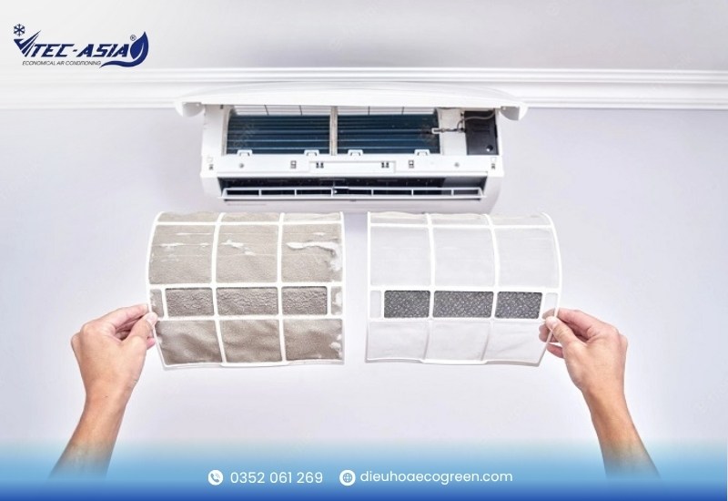 Lưới lọc bụi và dàn lạnh quá bẩn do thiếu vệ sinh định kỳ
