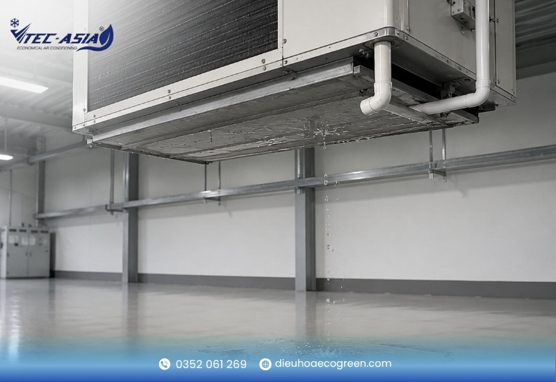điều hòa công nghiệp không mát vì Điều hòa bị chảy nước hoặc thoát nước kém