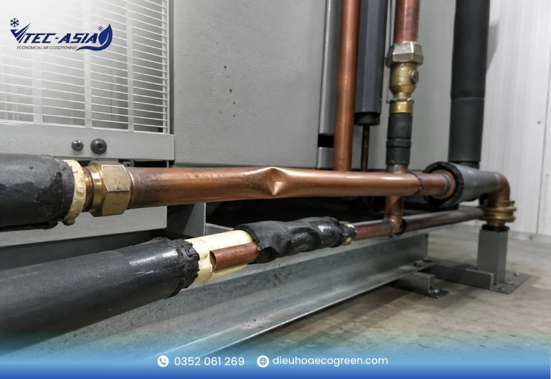 điều hòa công nghiệp không mát do Đường ống gas bị cản trở, móp, nghẹt