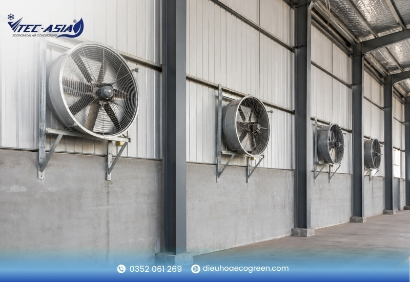 Thông gió nhà xưởng bằng quạt gắn tường