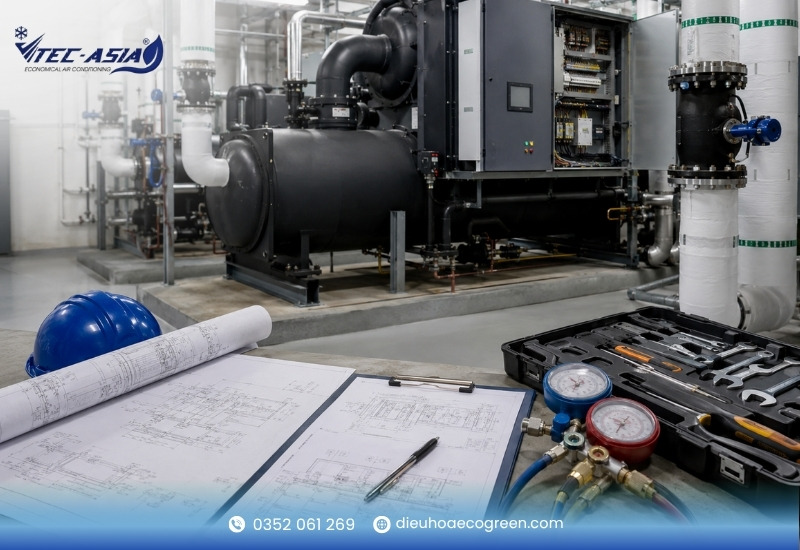 Lưu ý khi thi công hạ tầng lắp đặt Điều hòa chiller