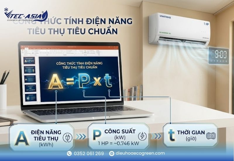 Cách tính toán lượng điện tiêu thụ của máy lạnh 1 HP trong 1 tháng