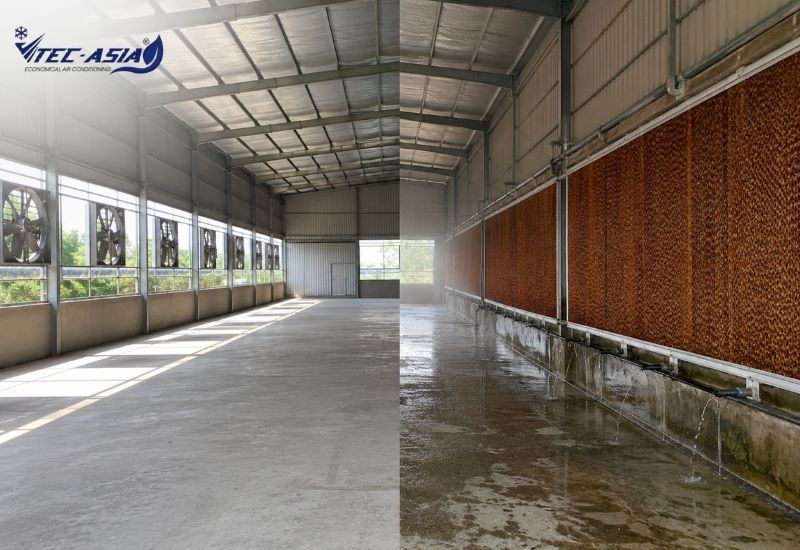 hệ thống làm mát nhà xưởng bằng tấm cooling pad