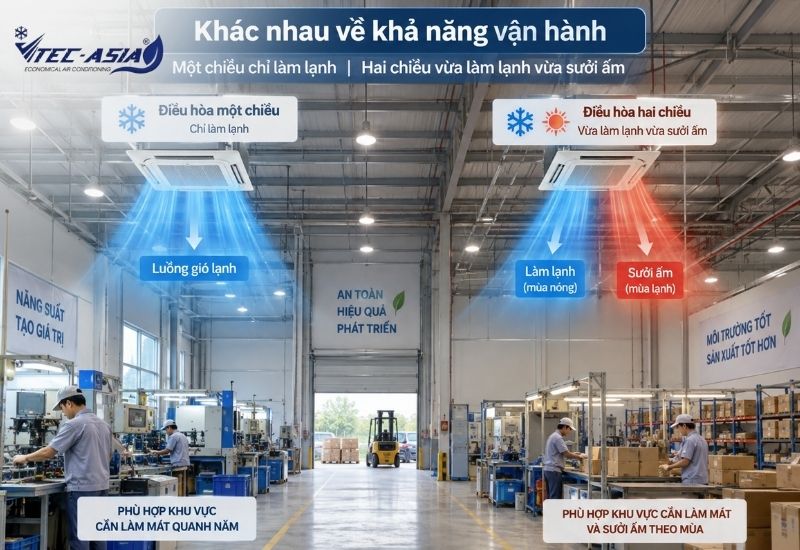 Điều hòa công nghiệp 1 chiều và 2 chiều