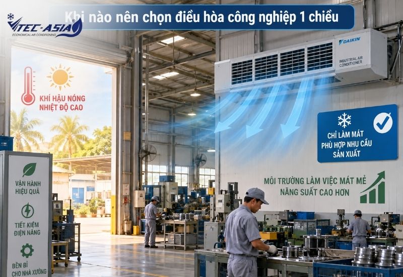 Khi nào nên chọn điều hòa công nghiệp 1 chiều