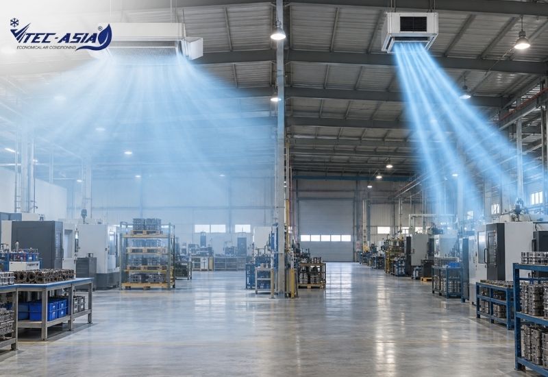 điều hòa treo trần lá chắn và phun tia khác nhau thế nào