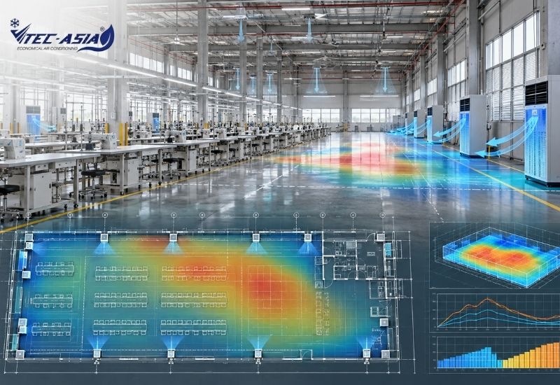 điều hòa công nghiệp tủ đứng cho xưởng may tại Ninh Bình
