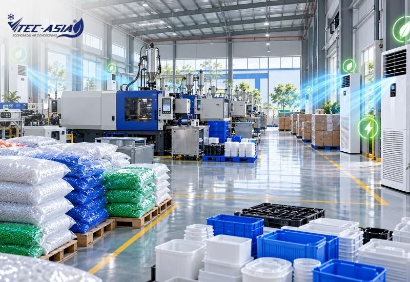 điều hòa tủ đứng tiết kiệm điện cho nhà máy nhựa tại Hưng Yên