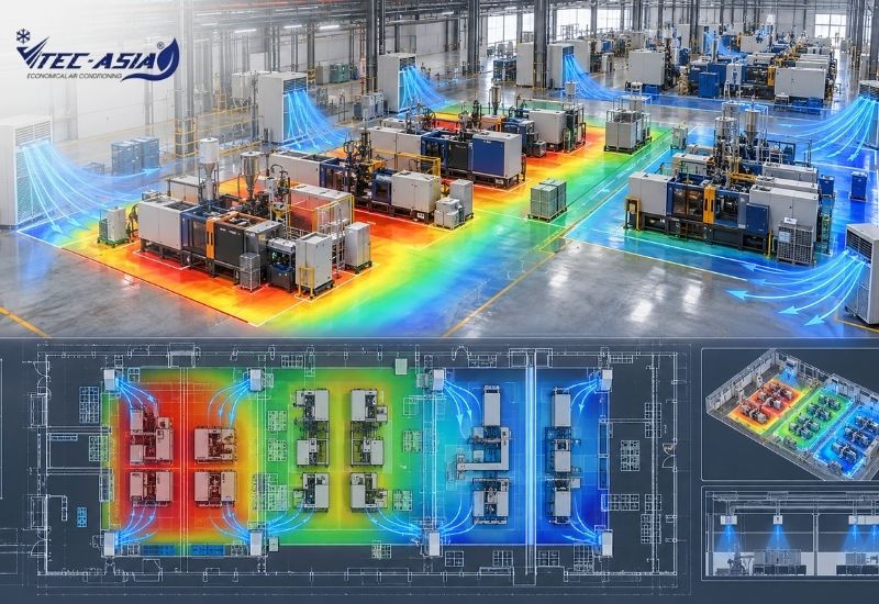 điều hòa tủ đứng tiết kiệm điện cho nhà máy nhựa tại Hưng Yên