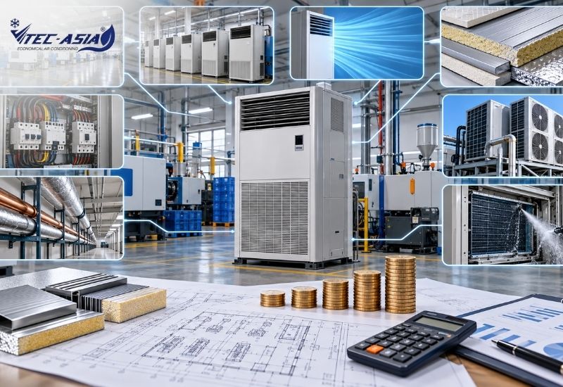 điều hòa tủ đứng tiết kiệm điện cho nhà máy nhựa tại Hưng Yên